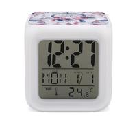 FekiLoot Peach Dream Catcher Réveil machine sonore avec 7 couleurs changeantes Veilleuse Réveil Horloge numérique Grand écran LED Chiffres Réveil Maison Bureau Chambre Décor