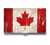 FekiLoot Porte-cartes de visite rétro avec drapeau du Canada unisexe - Étui magnétique pour cartes de visite - Pour les professionnels du bureau