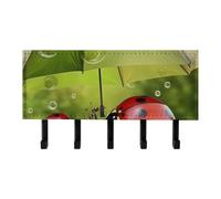 FekiLoot Porte-clés amusant en forme de coccinelle tenant un parapluie, sans perçage, crochets à clés avec 5 crochets à fixation murale, autocollant pour clés pour entrée, couloir, salon, cuisine
