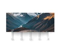 FekiLoot Porte-clés boussole de montagne pour adhésif mural, sans perçage, crochets à clés avec 5 crochets muraux auto-adhésifs pour entrée, couloir, salon, cuisine, bureau