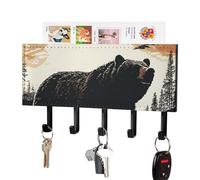 FekiLoot Porte-clés en forme de silhouette d'ours pour adhésif mural, sans perçage, crochets à clés avec 5 crochets muraux auto-adhésifs pour entrée, couloir, salon, cuisine, bureau