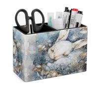 FekiLoot Porte-stylo rectangulaire en cuir synthétique avec 2 compartiments - Motif lapin endormi - Pour bureau, école, maison
