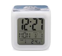 FekiLoot Réveil avec chouette enneigée sur un champ de neige - Réveil numérique intelligent pour chambre à coucher - Affichage LED - 7 lumières d'ambiance colorées - Minuteur de sommeil pour les