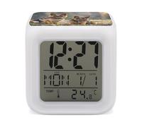 FekiLoot Réveil numérique en forme de chien de berger allemand avec 7 couleurs changeantes - Affichage LED - Décoration de chambre - Petite horloge numérique de chevet