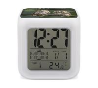 FekiLoot Réveil numérique intelligent avec hiboux sur branches d'arbre, réveil pour chambre à coucher, affichage LED, 7 lumières d'ambiance colorées, minuterie de sommeil pour les dormeurs lourds