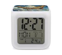 FekiLoot Réveil papillon volant avec changement de couleur LED numérique, réveil multifonction pour les dormeurs lourds, cube lumineux nocturne, horloge de 7 couleurs pour table de chevet, décoration