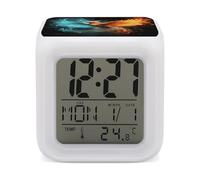 FekiLoot Réveil Phoenix avec lumière de nuit pour chambre à coucher, réveil numérique intelligent, affichage LED, horloge avec 7 lumières d'ambiance colorées, minuterie de sommeil pour les dormeurs