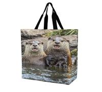 FekiLoot Sac d'épicerie en forme de loutre marron très résistant pour la plage, les courses, le travail, les voyages