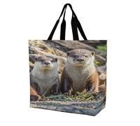 FekiLoot Sac d'épicerie en forme de loutre marron - Très résistant - Sac de courses - Sac de courses multi-usage pliable et réutilisable pour le travail et les voyages
