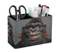 FekiLoot Smiling Gorilla Porte-stylo en cuir synthétique avec 2 compartiments rectangulaires pour bureau, école, maison, accessoires