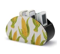 FekiLoot Support de télécommande avec 5 compartiments en cuir synthétique pour télévision, corn on the cob Image, organiseur de bureau multifonction pour salon et bureau