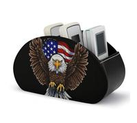 FekiLoot Support de télécommande en cuir PU avec 5 compartiments de rangement pour télévision, fournitures de bureau, accessoires multimédias, drapeau des États-Unis