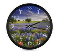 FekiLoot Texas Bluebonnets Horloge murale moderne sans tic-tac silencieuse horloge ronde élégante style simple horloge décorative salle de bain salon cuisine chambre bureau chambre 25,4 cm