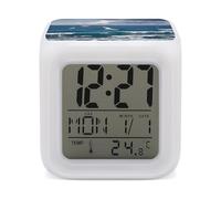 FekiLoot The Deep Blue Sea Réveil avec veilleuse 7 couleurs changeantes Réveil numérique Écran LED Sommeil Trainer Décoration de chambre Petites horloges numériques de chevet