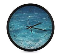 FekiLoot The Deep Ocean Horloge murale moderne sans tic-tac silencieuse horloge ronde élégante style simple décoration horloge salle de bain salon cuisine chambre bureau chambre à coucher horloge 25,4
