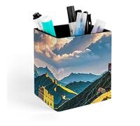 FekiLoot The Great Wall of China Porte-stylos pour bureau, pot à crayons personnalisé pour bureau, porte-pinceaux de maquillage carré pour salle de bain, trousse de rangement en cuir synthétique