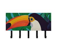 FekiLoot Toucan Porte-clés adhésif mural, sans perçage, crochets à clés avec 5 crochets muraux auto-adhésifs pour entrée, couloir, salon, cuisine, bureau