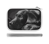 FekiLoot Trousse à crayons multifonction en polyuréthane avec motif labrador noir et chiot - Pochette de rangement légère et durable à fermeture éclair pour le bureau et les voyages