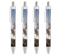 FekiLoot White Dove Lot de 4 stylos à bille rétractables à encre noire - Pointe moyenne de 0,5 mm - Motif d'écriture lisse - Grip super doux - Fournitures de travail mignons pour homme et femme