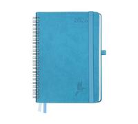 FEKSINO Agenda 2026 Semainier format A5 21,3 x 14,6 cm - Couverture Souple en PU Cuir Spirale, janvier à décembre 2026,Planner Vertical Scolaire 12 Mois, Papier 100 g/m²,Bleu