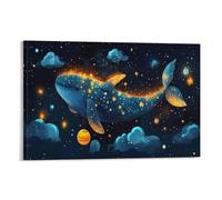 FELASBUID Baleine bleue Impression Sur Toile Murale Peinture Tableaux animaux Art Moderne Toile Ferme Moderne 16x24inch(40x60cm)