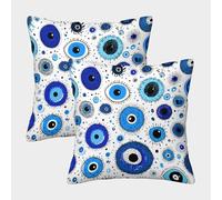 FELASBUID Blue Eye Pattern-Hand Drawn Doodle Style Housse Coussin 2 Pièces Available All Seasons Taie d'oreiller Décor Confortable Housses Coussin Canape Luxe pour Siège Maison 40x40cm
