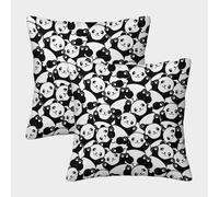 FELASBUID Design de Dessin animé Panda - Kawaii sans Couture Housse Coussin 2 Pièces Disponible Toutes Les Saisons Taie d'oreiller Décoratives Housses Coussin Salon pour Chambre Famille 40x40cm