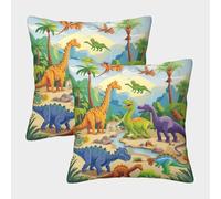 FELASBUID Dinosaures Housse Coussin Lot De 2 Animaux Canapé Taie d'oreiller Décorative Housses Coussin Salon Et Lit Protecteurs