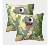 FELASBUID Dinosaures Housse Coussin Lot De 2 Animaux Taie d'oreiller Décoratif Carrées Taies d'oreiller pour Canapé LiterieCanapé 50x50cm