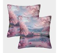 FELASBUID Fleur de Cerisier Housse Coussin Lot De 2 intéressant Canapé Taie d'oreiller Décorative Housses Coussins Salon pour Chambre Famille 40x40cm