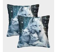 FELASBUID Loup Housse Coussin Lot De 2 Animaux Canapé Taie d'oreiller Décor Confortable Housses Coussins Salon pour Chambre Famille 45x45cm
