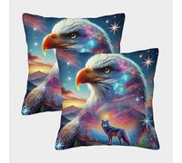 FELASBUID Loup Housse Coussin Lot De 2 Animaux Canapé Taie d'oreiller Décor Confortable Housses Coussins Salon pour Chambre Famille 45x45cm