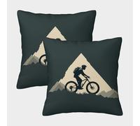 FELASBUID MountainBikerRiding-AdventureStyleGraphic Housse Coussin 2 Pièces Available All Seasons Taie d'oreiller Décor Confortable Housses De Coussin Salon pour Chambre Famille 40x40cm