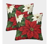 FELASBUID Noël_Fleur-Holiday_Pattern_Style Housse Coussin 2 Pièces Disponible Toutes Les Saisons Taie d'oreiller Décoratifs Housses Coussin Salon pour Chambre Famille 45x45cm