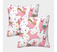 FELASBUID Pink Llama Design - CKunstoon Tiermuster Housse Coussin 2 Pièces Kunst Taie d'oreiller Décor Confortable Taies d'oreiller Salon Et Lit Protecteurs
