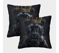 FELASBUID Schwarze Panther König-Fantasy Königliche Kunstwerke Housse Coussin 2 Pièces Kunst Taie d'oreiller Decoratif Housses Coussin pour Canapé LiterieCanapé 40x40cm