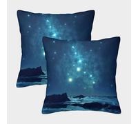 FELASBUID StarryNight - CosmicAuroraStyle Housse Coussin 2 Pièces Kunst Taie d'oreiller Décor Confortable Housses De Coussin Salon Et Lit Protecteurs