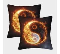 FELASBUID Yin Yang Bagua Housse Coussin Lot De 2 intéressant Taie d'oreiller Décoratif Carrées Taies d'oreiller pour Salon Maison De Campagne 40x40cm