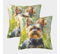 FELASBUID Yorkshire Terrier Housse Coussin Lot De 2 Animaux Canapé Taie d'oreiller DecoSourisif Housses Coussin pour Canapé LiterieCanapé 45x45cm