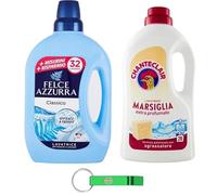 Felce Azzurra Chanteclair Pack de test de lessive, 1 Classico 1595 ml + 1 Marseille 1260 ml + Porte-clés Beni Culinari gratuit