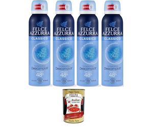 Felce Azzurra Classico Déodorant en spray Formule IdraTalk Efficacité 48 heures Pas de taches 4 x 150 ml + Italian Gourmet Polpa 400 g