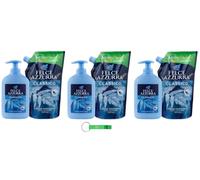 Felce Azzurra Classico Lot de 3 savons liquides de 500 ml + 3 savons de 300 ml avec parfum culte d'Italie + porte-clés Beni Culinari