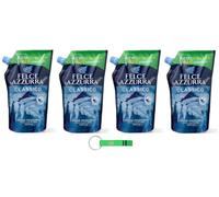 Felce Azzurra Classico Lot de 4 recharges de savon liquide 500 ml - 83 % plastique - Savon doux pour les mains avec parfum culte d'Italie + porte-clés Beni Culinari gratuit