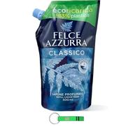 Felce Azzurra Classico Recharge de savon liquide 24 x 500 ml - Recharge écologique - 83 % plastique - Savon doux pour les mains avec parfum culte d'Italie + porte-clés Beni Culinari