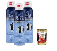 Felce Azzurra Deodorant Unisex Spray Skin Care Hydracare Formel mit weißem Tee 48H 3x150 ml+ Italian Gourmet polpa 400g