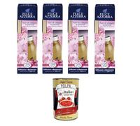 Felce Azzurra Diffuseur d'ambiance avec bâtonnets de fleurs de cerisier et pivoine 4 x 200 ml + Italian Gourmet Polpa 400 g