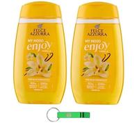 Felce Azzurra Doccia My Mood Enjoy Lot de 2 gels douche à la vanille hydratants pour peau douce 250 ml + porte-clés Beni Culinari