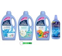Felce Azzurra Lot de 3 paquets d'essai de lessive liquide pour machine à laver, 40 lavages + 1 adoucissant concentré 900 ml + porte-clés Beni Culinari gratuit