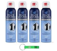 Felce Azzurra Lot de 4 déodorants en spray avec technologie déocomplexe invisible Efficacité 48 heures, pas de taches 150 ml + porte-clés Beni Culinari