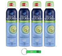 Felce Azzurra Lot de 4 déodorants en spray Technologie Déocomplexe Fraîcheur Efficacité 48 heures Pas de taches 150 ml + Porte-clés Beni Culinari